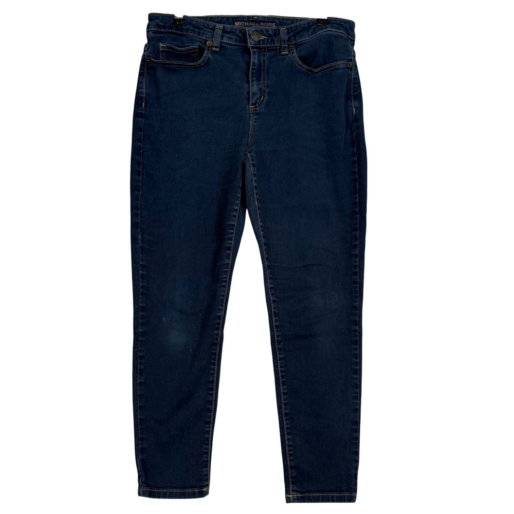 Michael Kors Izzy Cropped Skinny Jeans Dark Wash High Rise Women Size 10 Classic
